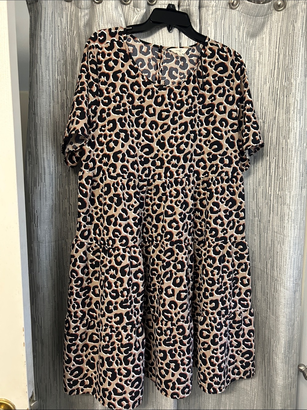Terra & Sky Neutral Leopard Print Short Sleeve Dress